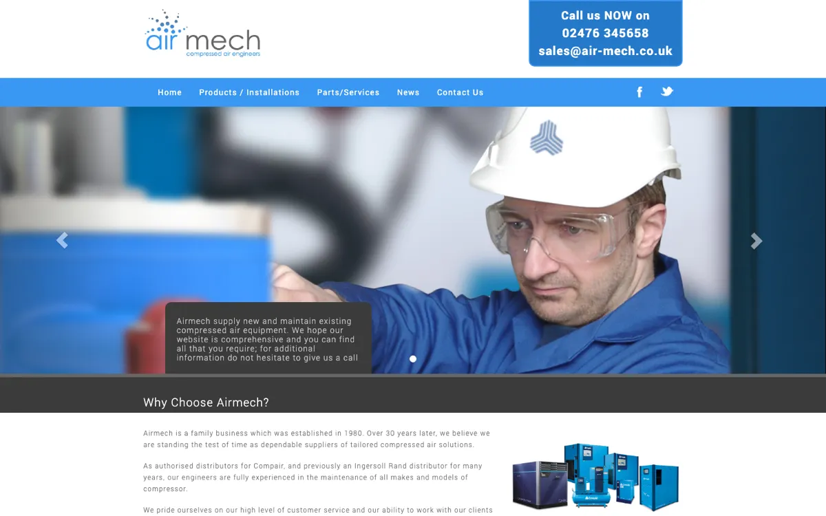 Airmech website before